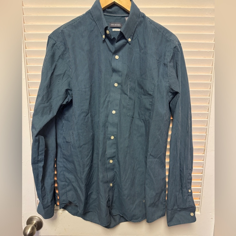 Van Heusen teal Blue Casual Button Down Shirt